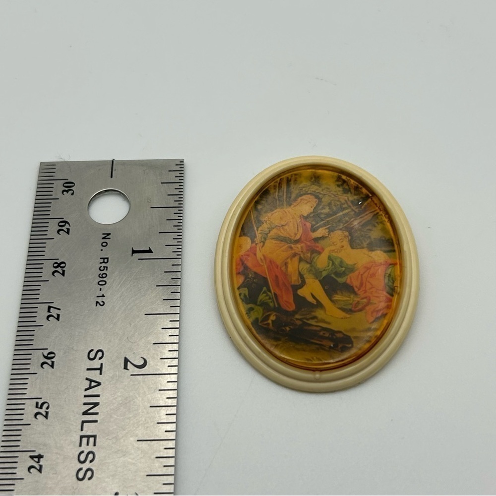 Vintage Baroque Renaissance Romantic Lovers Oval Brooch Unique Rare Quality - Picture 6 of 6